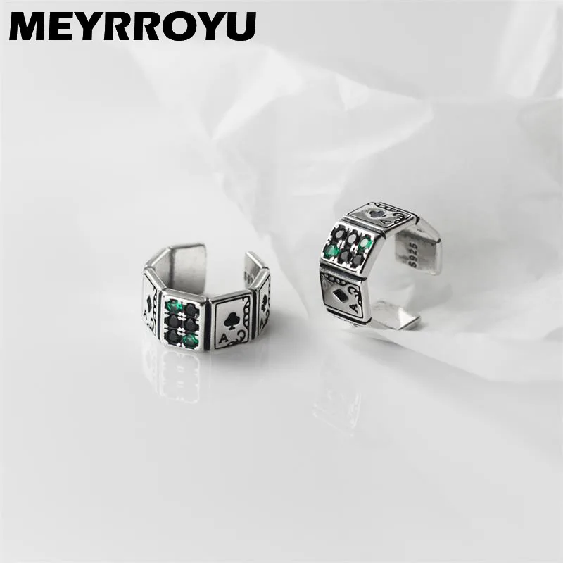 

MEYRROYU Funny Playing Card Zircon Clip On Earrings For Women Girl No Hole Fashion Trendy New Jewelry Ladies Gift Party сережки