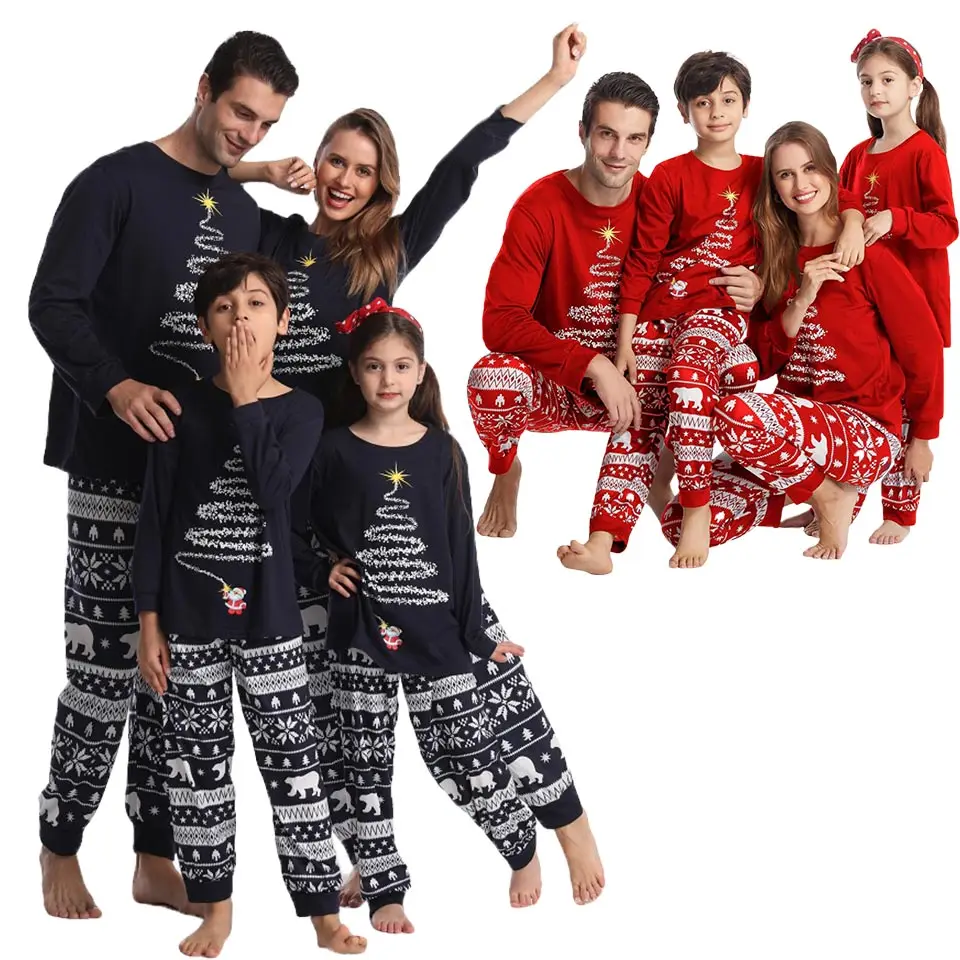 

Top Quality Family Matching Christmas Pajamas Mother Kids Clothing Sets Young Father Children Women Family Look Matching Suits