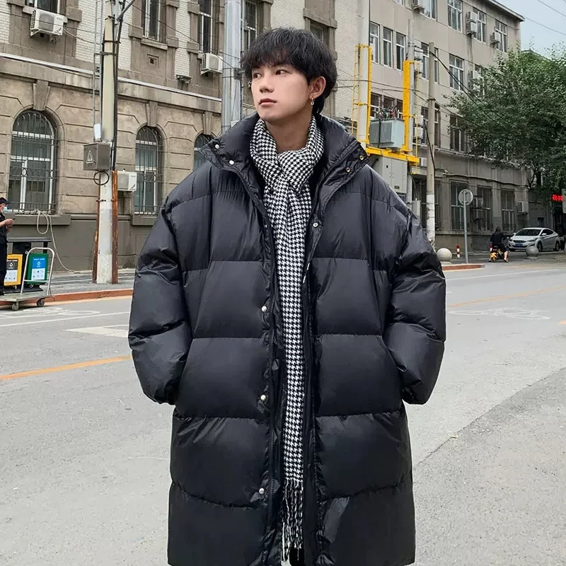 Medium Length Stand Collar Cotton Padded Jacket For Men In Winter, Thickened Casual Coat, Fashion Brand, European And American S