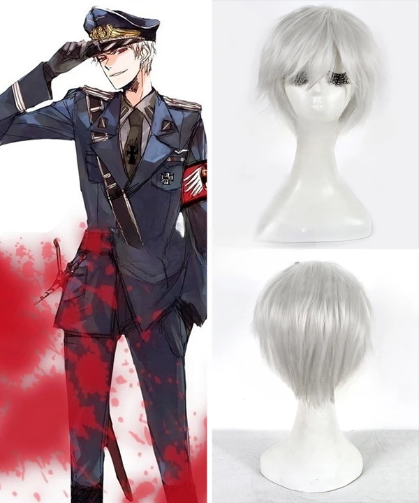 Синтетический парик для косплея Axis Powers Hetalia Германия Гилберт билшит серебристый
