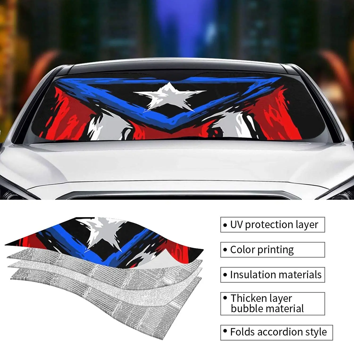 Козырек на лобовое стекло MSACRH для автомобиля флаги Пуэрто-Рико козырек от солнца