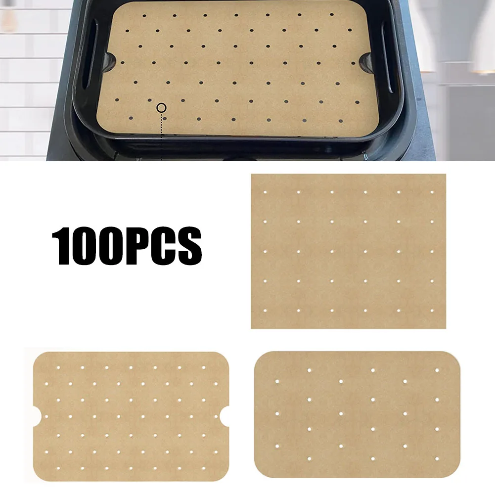 

100PCS Air Fryer Parchment Paper Square Baking Blotting Paper Baking Papers Liner Perforated Non-Stick Kitchen Pan Pad Oil Paper