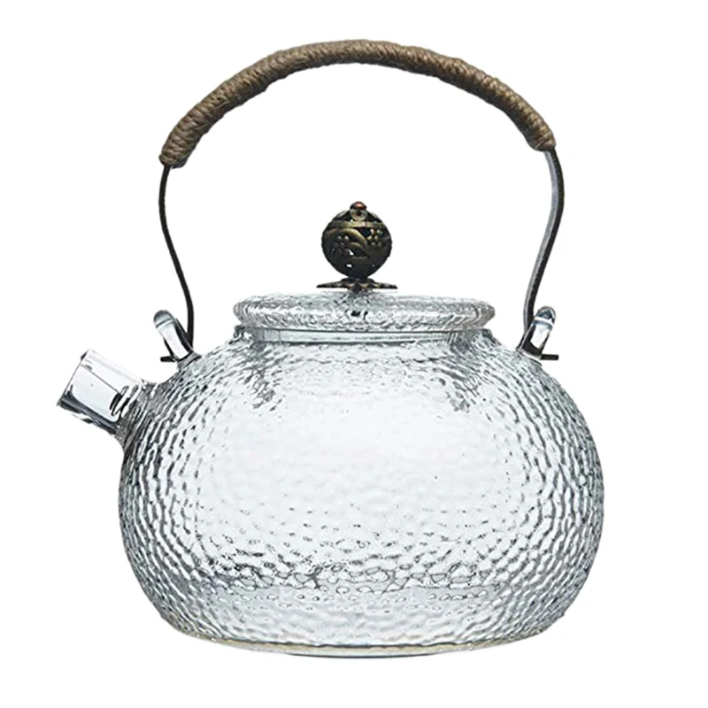 

700Ml Teapot Cold Kettle Hammer Heat-Resistant Glass Transparent Copper Handle Beam Pot Can Be Heated Kettle