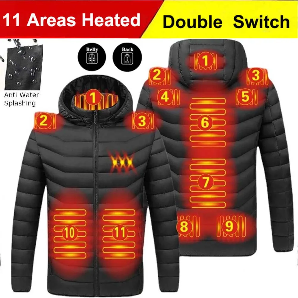 11/8 Areas Heated Jacket Men USB Electric Heating Jackets Winter Outdoor Warm Sprots Thermal Coat Clothing Heatable Cotton jacke