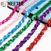 5meter meetee 15mm colorful sequin lace trim round flat laser giltter ribbon for garment dress decor diy sewing craft accessores