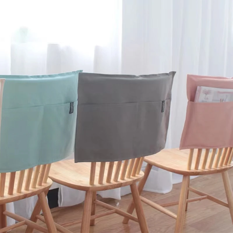 

Nordic Japanese style simple cloth dining chair cover household table chair cover cotton INS solid color dining chair back cover