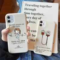 cartoon medicine doctor nurse phone case for iphone 11 12 13 mini pro xs max 8 7 6 6s plus x xr solid candy color case