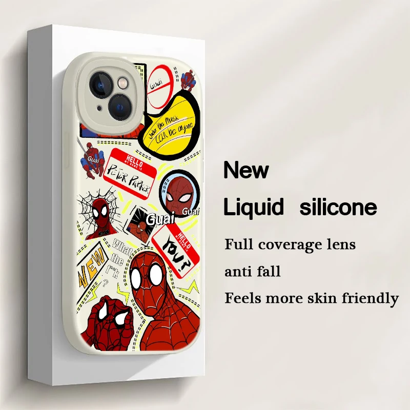 Мягкий силиконовый чехол S-Spider M-Man для iPhone 15 Plus 14 13 12 11 X XS XR Pro Max Mini 8 7