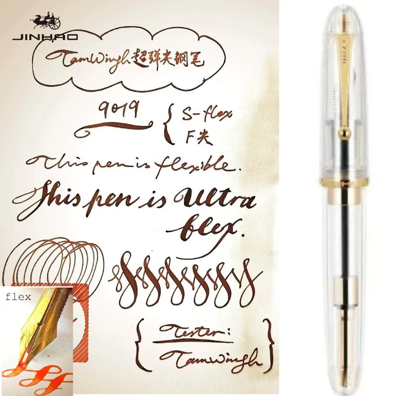 Фото Ручка-перо Jinhao 9019 Super Elastic Flex с гибким наконечником для скетчинга, рисования цветов, круглой и готической каллиграфии, школьные принадлежности, канцтовары №1