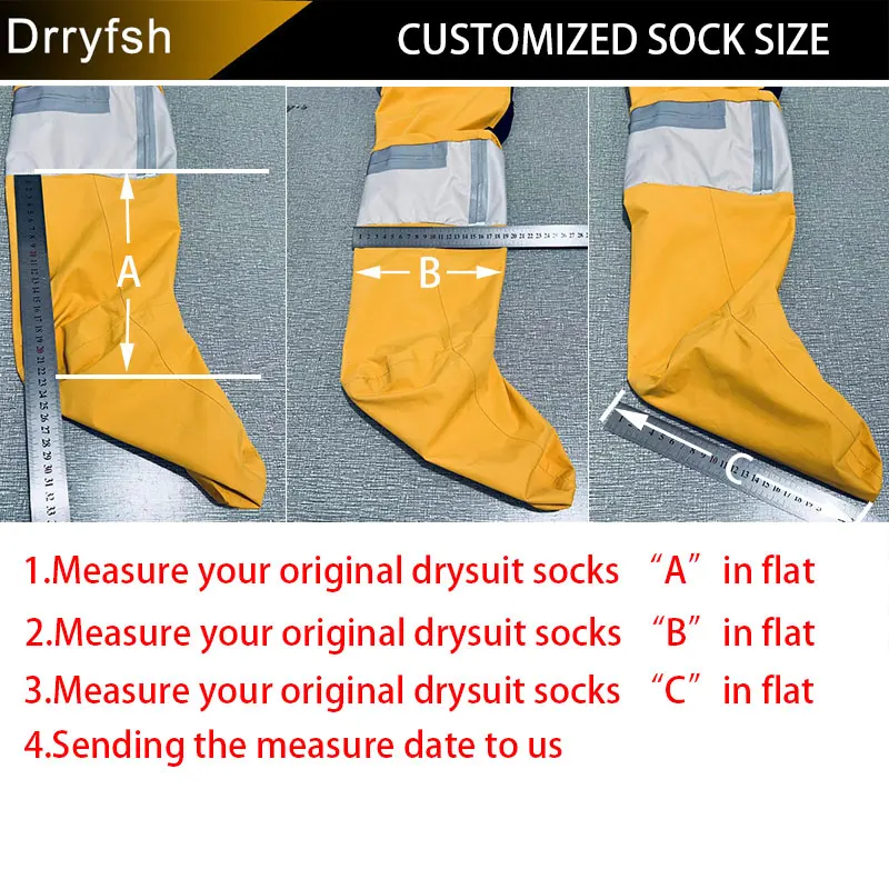 Drysuit Sock Replacement Dry Suit Repair Customize Gore-Tex Socks Waterproof Breathable Fabric Boot for Kayaking,Paddling