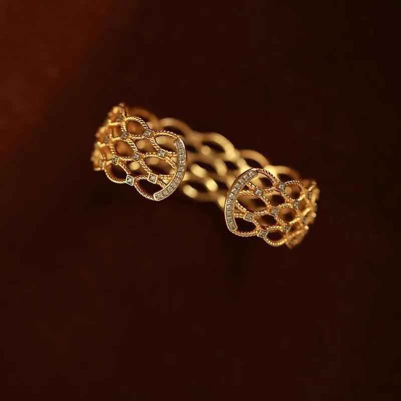 2023 модный циркониевый золотистый кружевной браслет Vermail манжета Открытый для