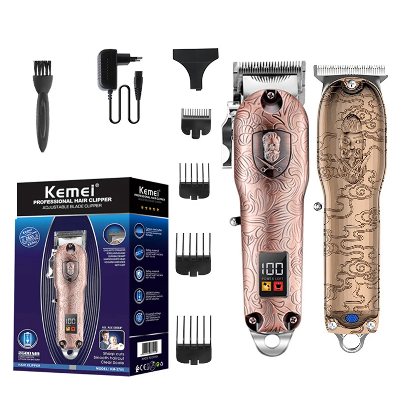 KemeiProfessional combo kit полностью Металлическая фотография Мужская перезаряжаемая