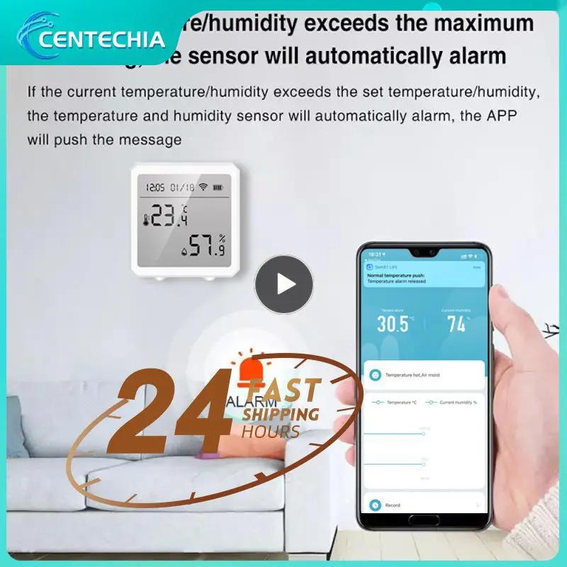 

1~8PCS Tuya WIFI Temperature Humidity Sensor Indoor Hygrometer Thermometer Detector Smart Life Remote Control Support Alexa