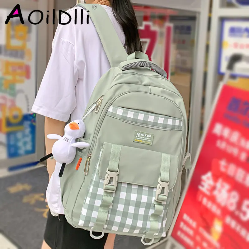 

Lady Plaid Waterproof College Backpack Female Harajuku Laptop Bag New Girl Travel Book Backpack Fashion Women Lattice School Bag
