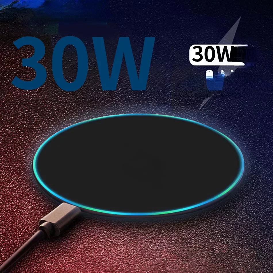 

30W Fast Wireless Charger Galaxy S20 S9+ S8 Note 9 USB Qi Charging Pad 12 11 Pro XS Max XR X 8 Plus