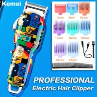 kemei hair cutting machine electric hair clipper professional hair trimmer graffiti style haircut machine barber for men km 2092
