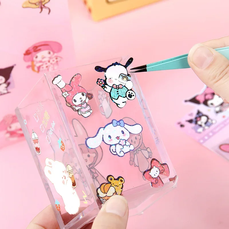 Смешанные лазерные наклейки Multeys Hello Kitty Kuromi Melody Cinnamoroll Kawaii DIY детские игрушки