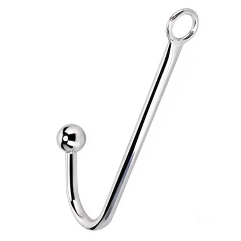 24cm Metal Anal Hook With Ball Prostate Massager Butt Plug Anus Expander Dilator Stainless Steel Gay Sex Toys For Men Women