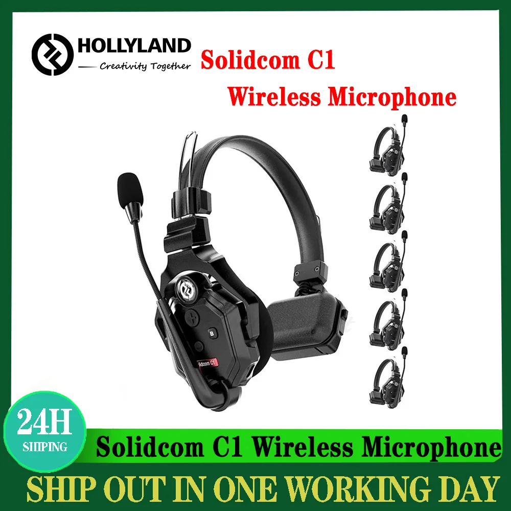 

Hollyland Solidcom C1 Wireless Intercom Communication Headset Remote Single Ear Headphone Microphone 1000ft Los Range pk BS-180