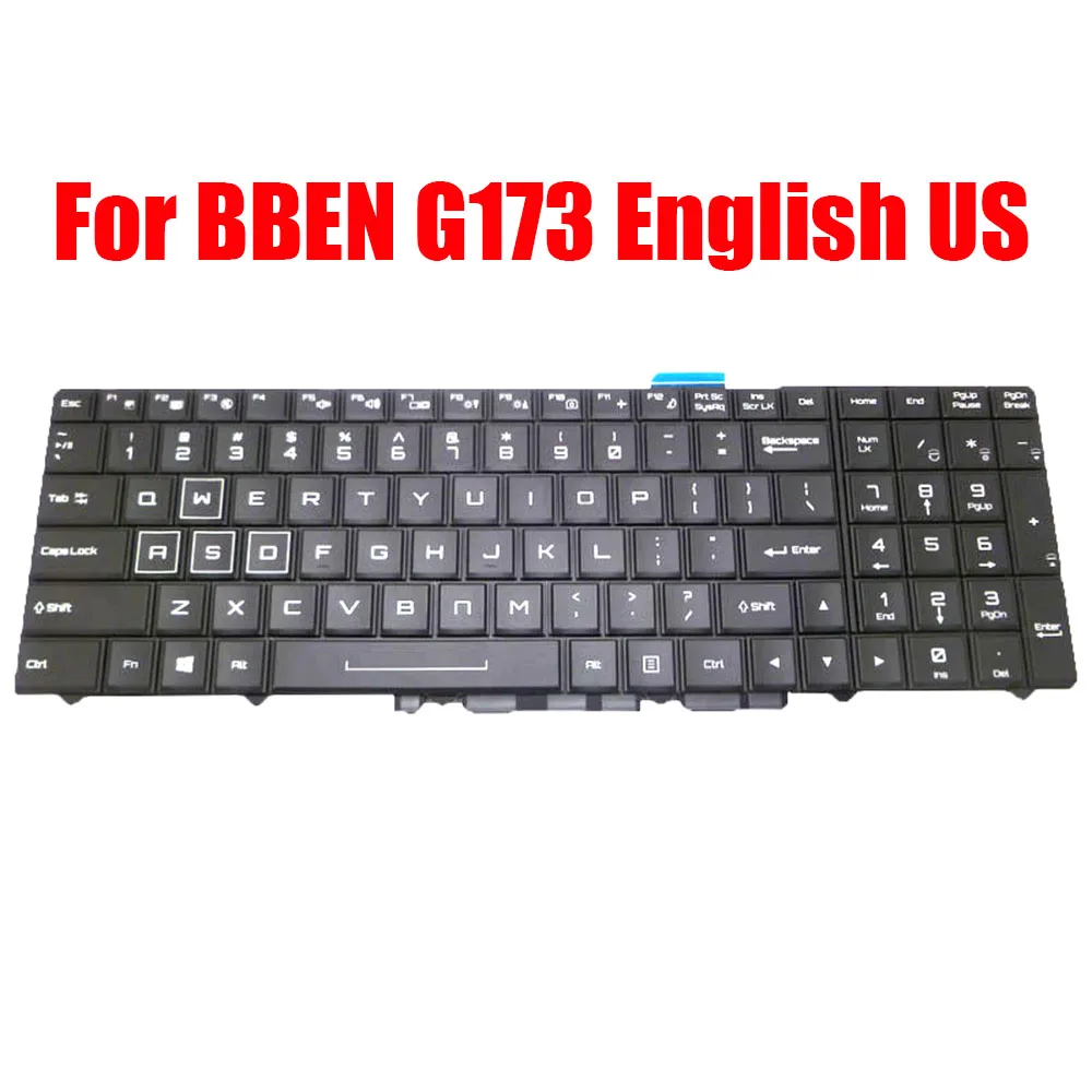 

English US Laptop Replacement Keyboard For BBEN G173 Black With Backlit New