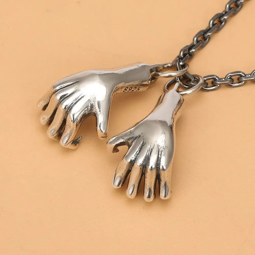 

Pure S925 Sterling Silver Men Women Lucky Claw Human Skeleton Hand Pendant 15g