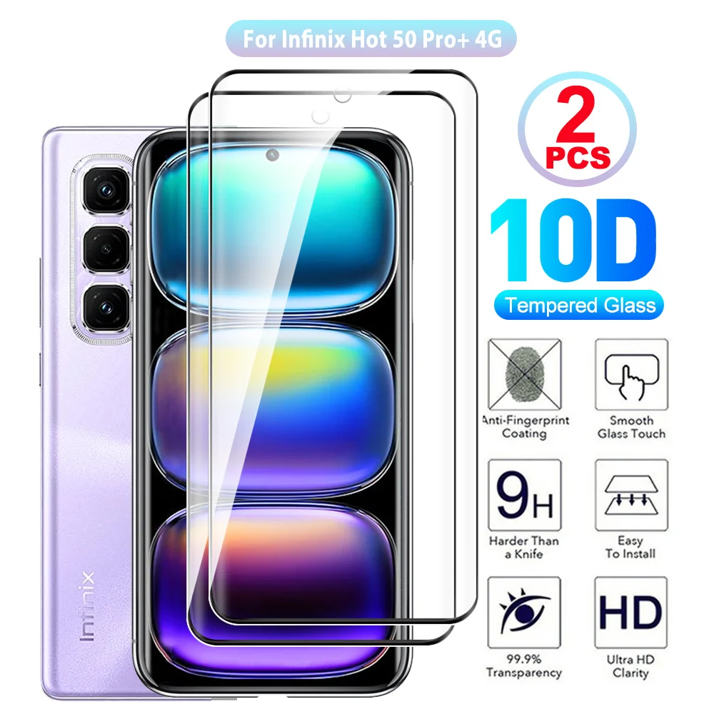 2 шт. infinxHot 50pro + 4G Защитное стекло для Infinix Hot 50 Pro Plus Hot50pro 20D Защитная пленка экрана с