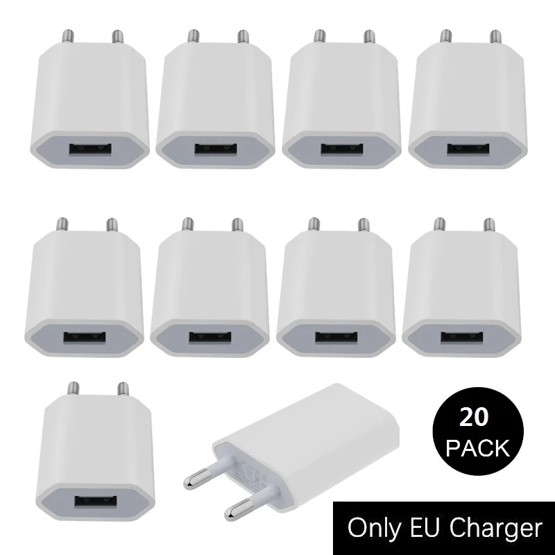 

20 шт./лот 5 в 1 А 5 Вт USB дорожное настенное зарядное устройство USB AC EU/US вилка адаптер питания для Samsung iphone Huawei Xiaom USB зарядное устройство для теле...