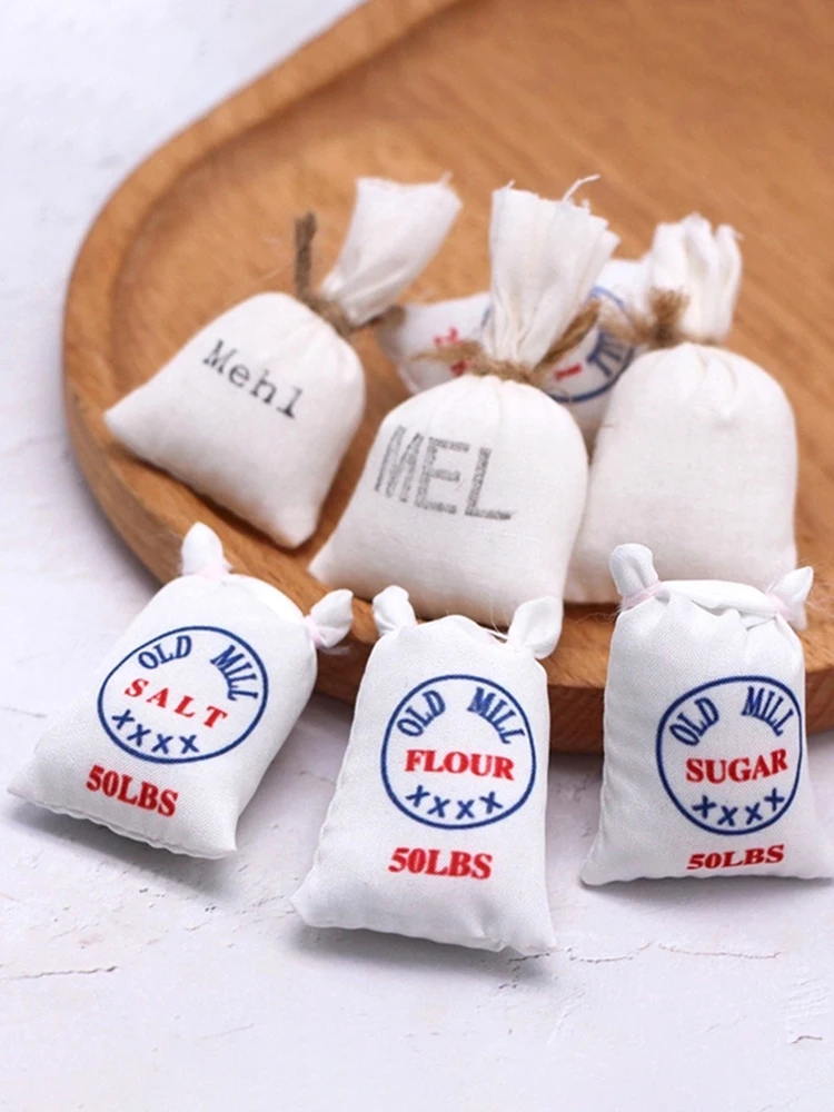 

1 шт. 1:12 миниатюрный мешок для муки и специй для кукольного домика, модель мешка для специй, игрушка для украшения кухни