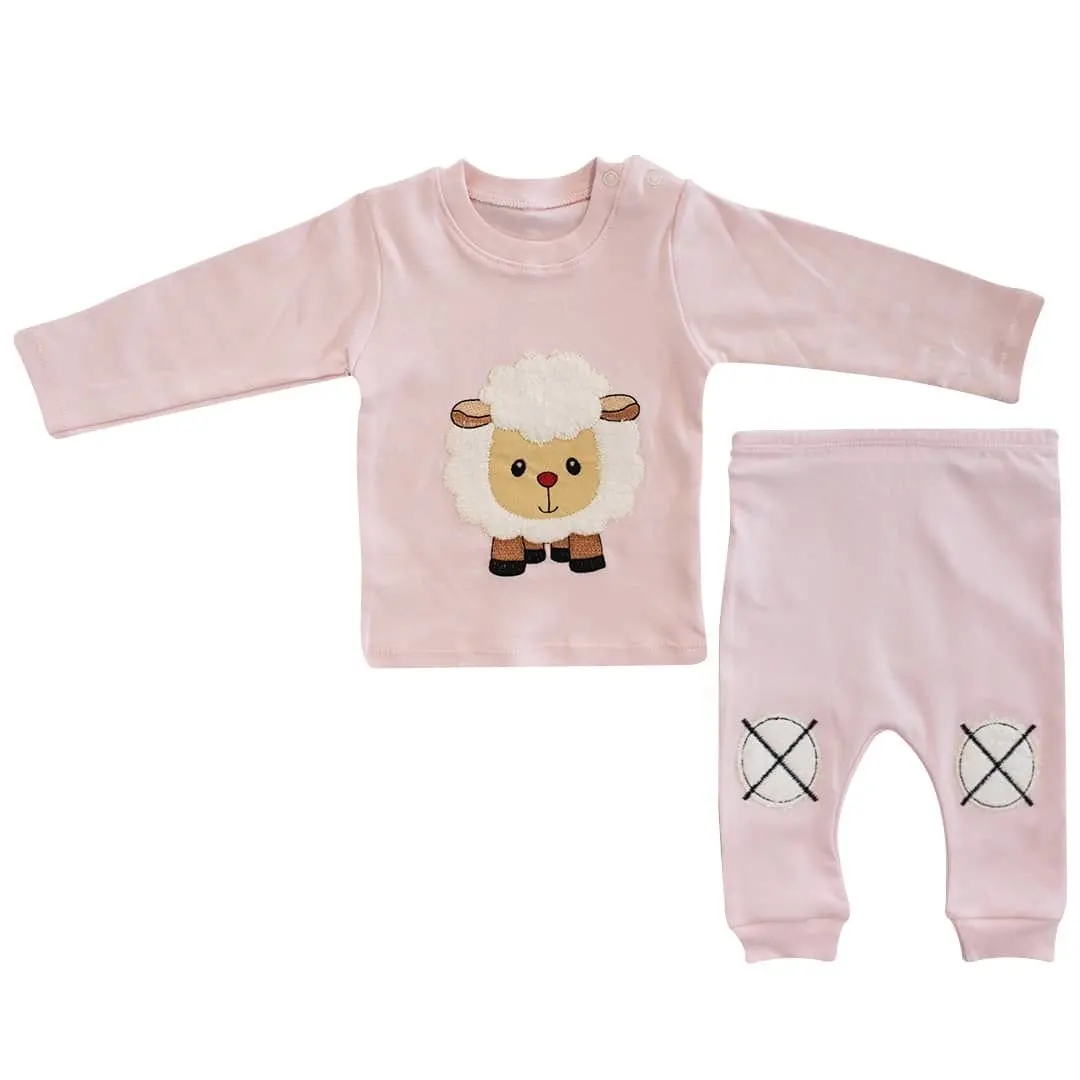 

Kuzu Embroideried Pink Bottom Top 2'li Suit