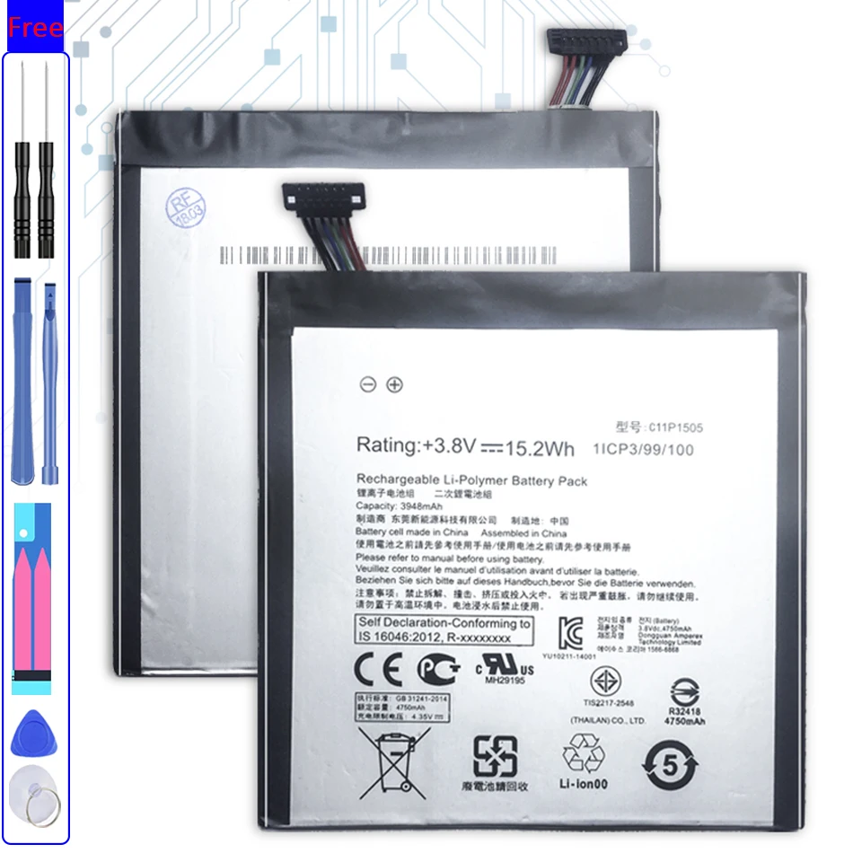 

For ASUS C11P1505 Tablet PC Battery For Asus ZenPad 8.0 Z380KL Z380C Z380CX P022 P024 3948mAh + Free Tools