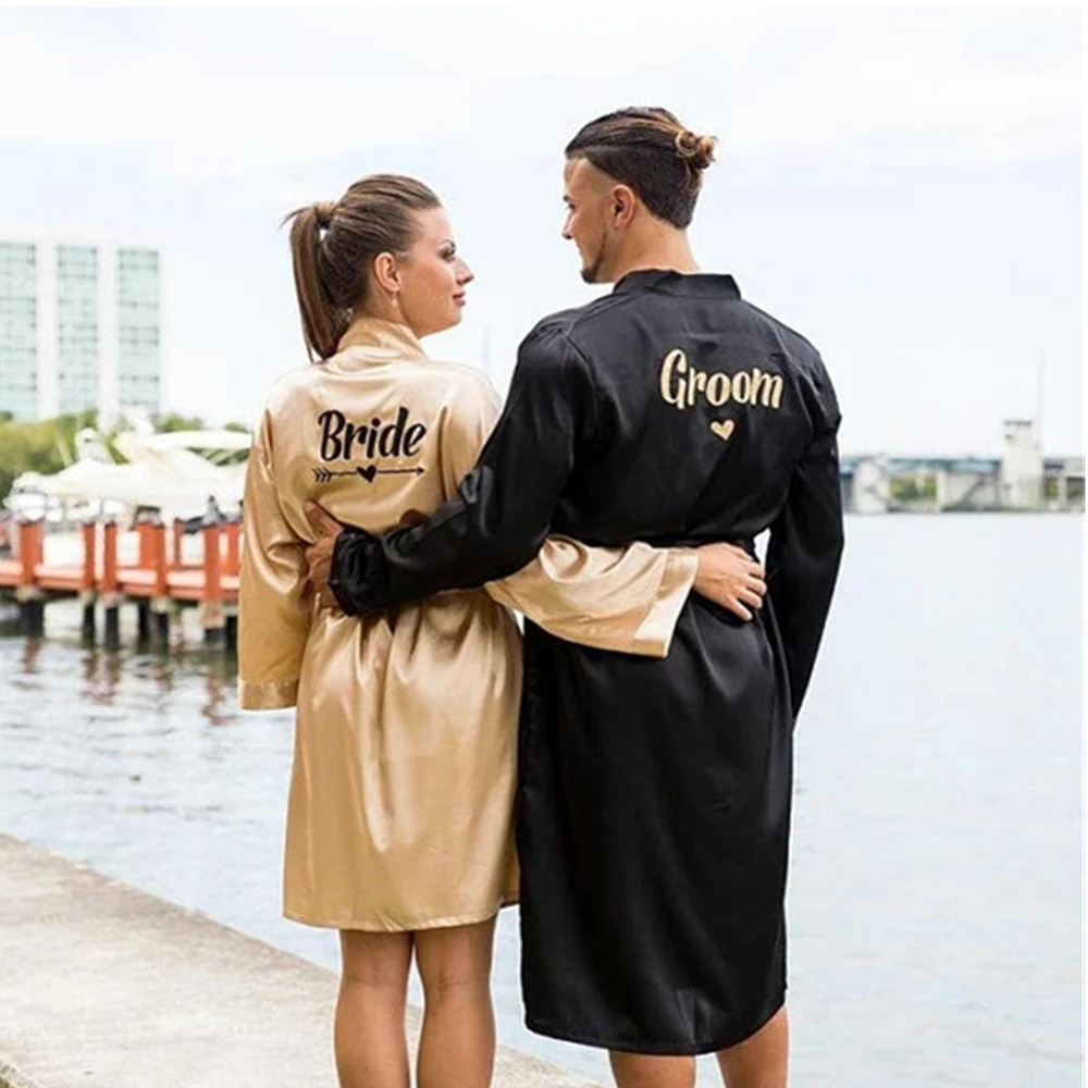 

customize Wedding bride Bridesmaid bridal Lingerie satin silk pajamas Bachelorette robes kimonos gowns gifts party favors