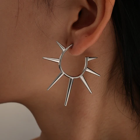 Серьги-кольца Панк с шипами