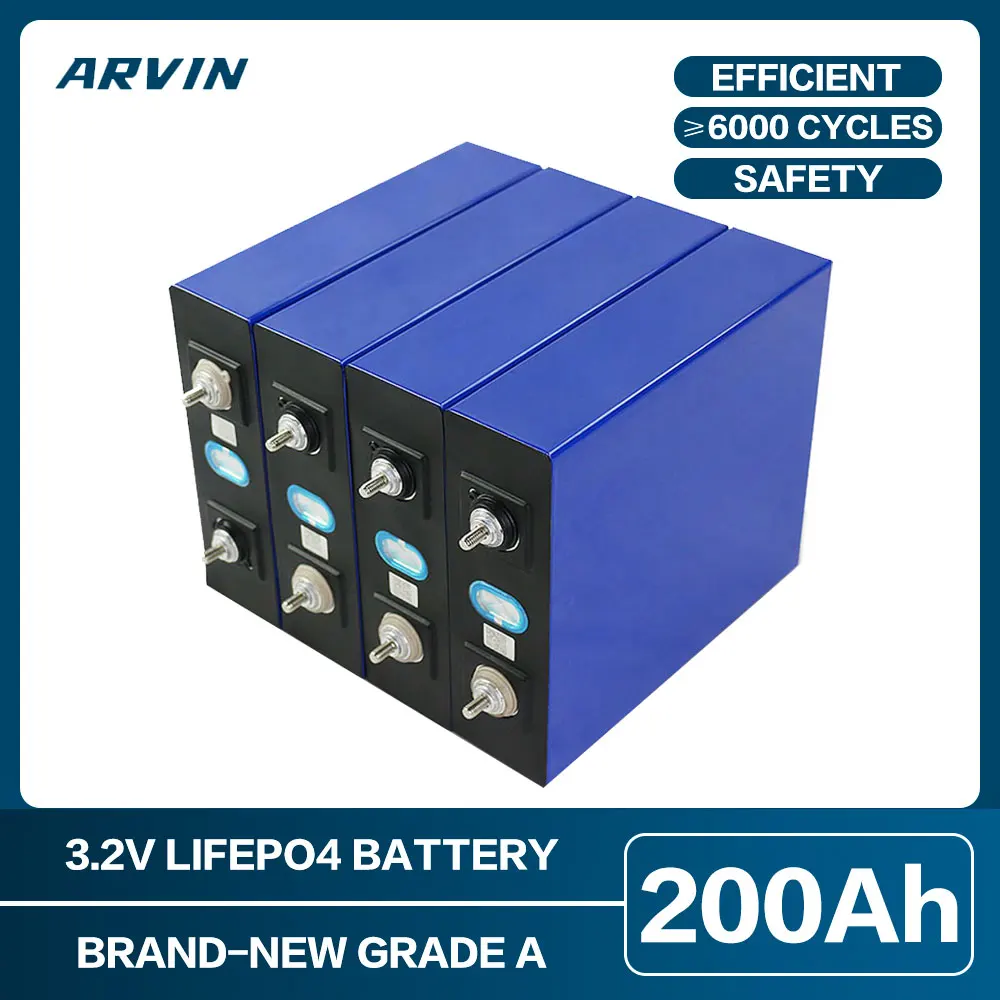 

Grade A 3.2V 200AH Lifepo4 Cell 1/4/8/16/32PCS Rechargeable Lithium Iron Phosphate Battery DIY 12V 24V 48V RV Home Solar System