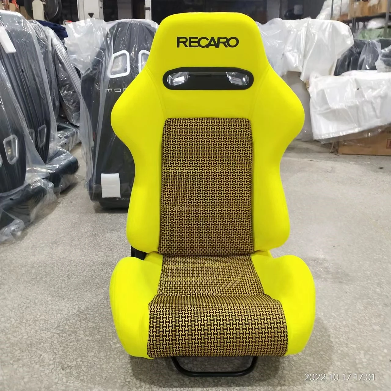 Фото Универсальная пара желтых замшевых сидений Jiabeir Recaro с двойными замковыми направляющими №3