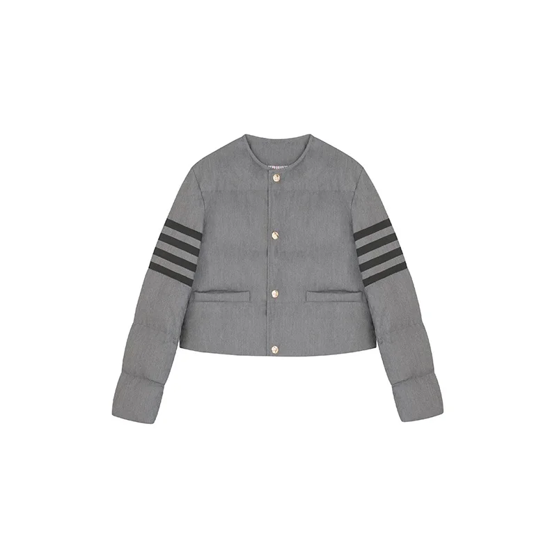 TB Short Cotton Jacket Women's Winter 2022 Korean Version Slim Round Neck Bread Jacket Thickened Small Cotton Jacket Coat