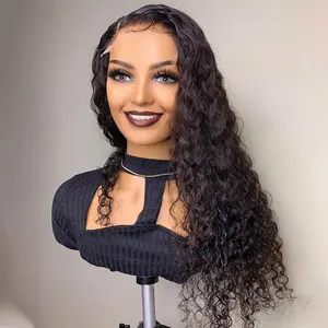 Glueless Soft 180 Density Deep Kinky Curly 26“Long Natural Black Lace Front Wigs For African Women Babyhair PrePlucked Daily