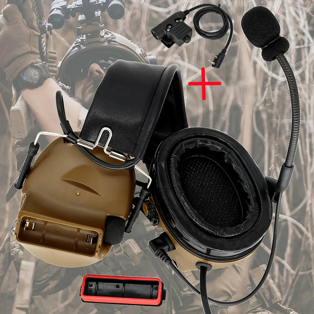 Hearangel Tactical Headset COMTAC II Sound Pickup Noise Reduction for Airsoft Activities Shooting Headset &Kenwood 2 Pin U94 PTT