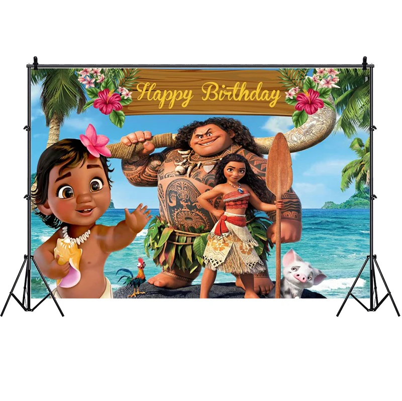 Принцесса ребенок Моана фон для фотосъемки первый новорожденный День Рождения