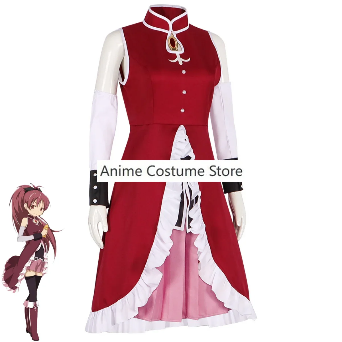 Женский костюм для косплея аниме Puella Magi Madoka Magica Sakura Kyouko красная боевая униформа