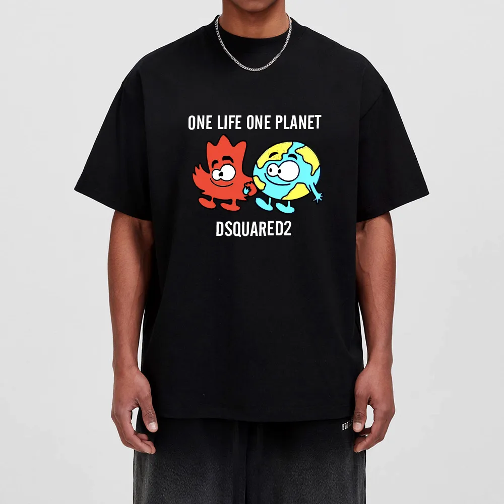 Футболка мужская оверсайз из хлопка с круглым вырезом и графическим принтом