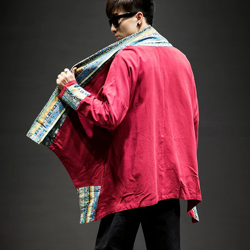 Традиционное японское кимоно кардиган хлопково-льняная блузка плащ в азиатском