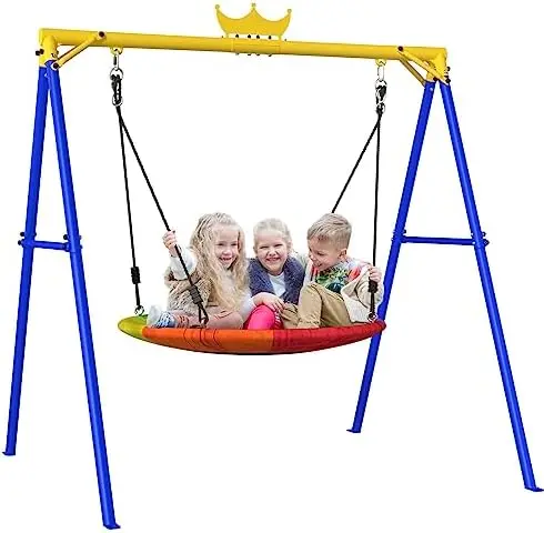 

Swing Sets for Backyard, 440lbs Swing Set Outdoor for Kids, Heavy Duty Frame with U-Shape Design Swingset for Kids, Outdoor Play