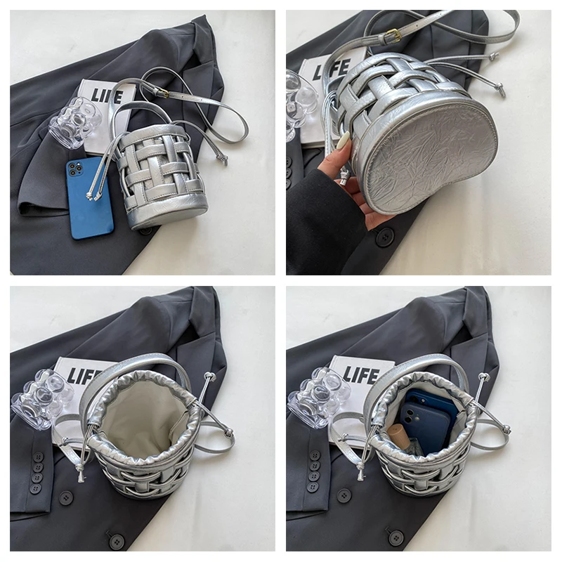 Brand Woven Bucket Bags for Women High Quality Leather Shoulder Bag Cute Purse and Handbag Designer Crossbody Bag Luxury Satchel