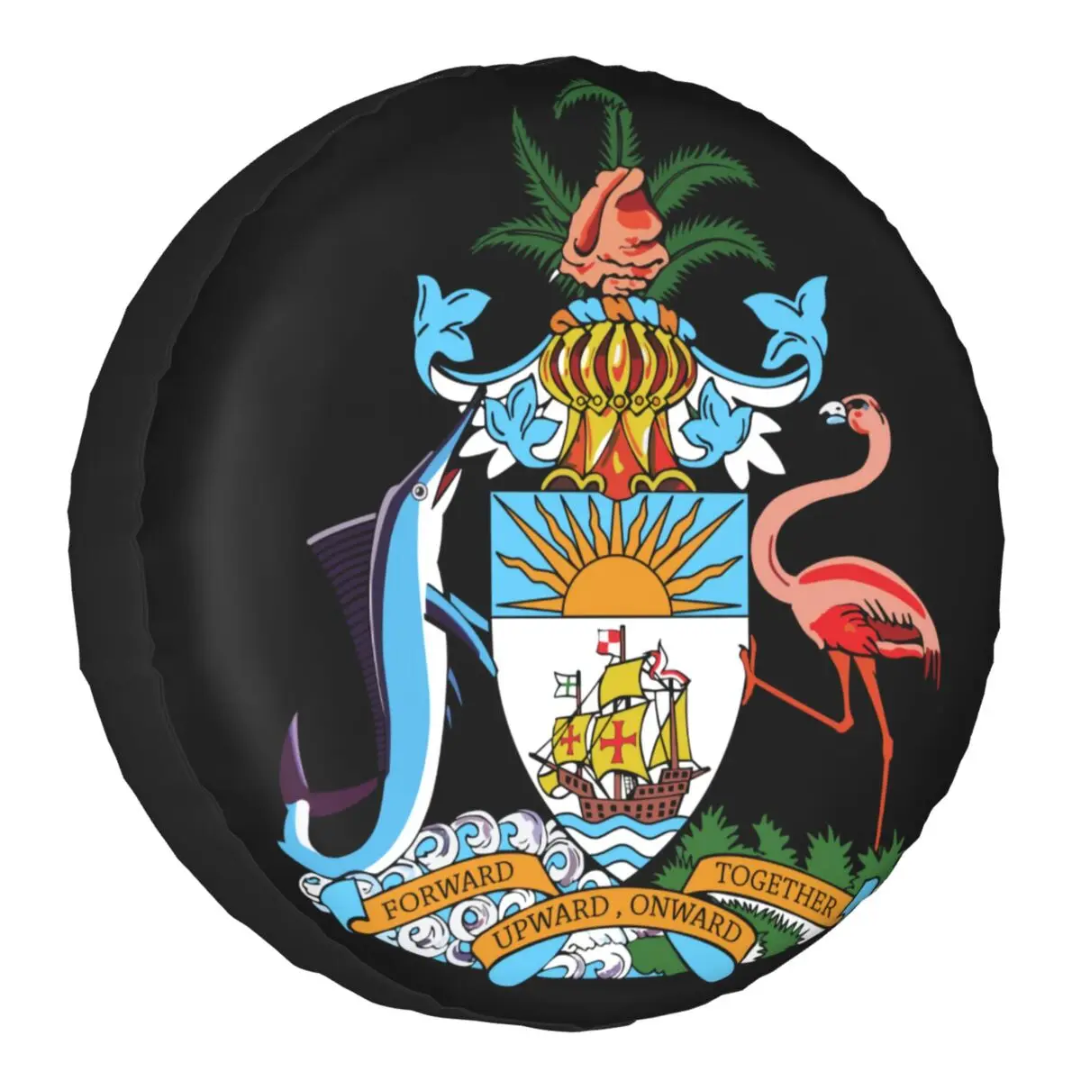 

Багамский герб, запасной чехол для шин для Jeep RV SUV 4WD, 4x4, Багамский флаг гордости, защитный чехол для автомобильного колеса 14 "15" 16 "17"