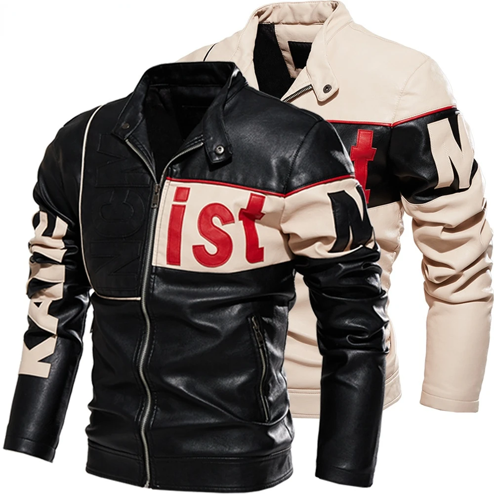 

High Quality Winter Fashion Coat Leather Jacket Motorcycle Style Male Business Casual Jackets For Men Black Warm Overcoat