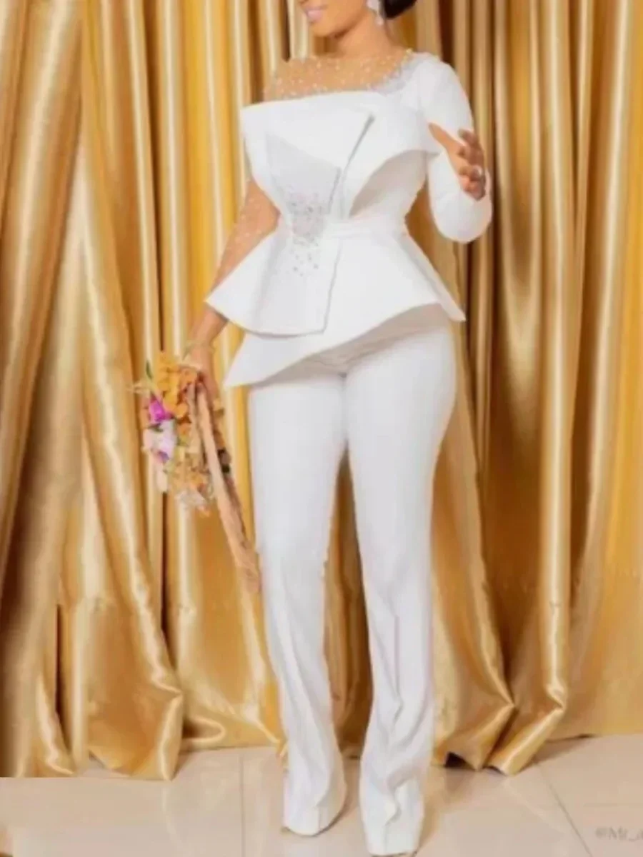 Черные комбинезоны для женщин элегантные длинные тюлевые прозрачные бусины с