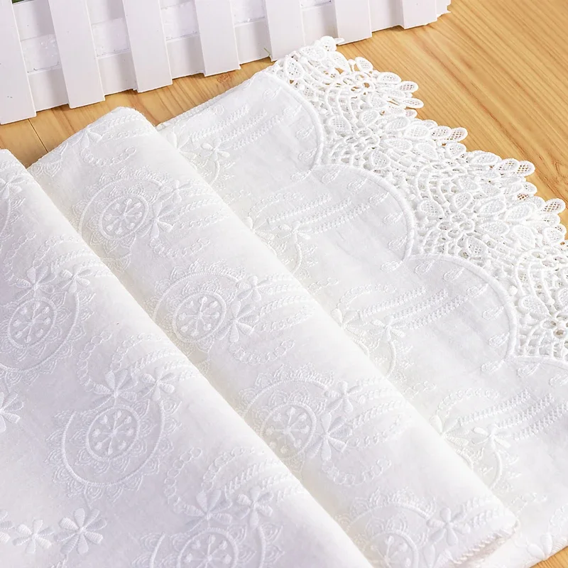 Белая полая кружевная ткань с вышивкой 100% хлопок свадебное платье модная одежда