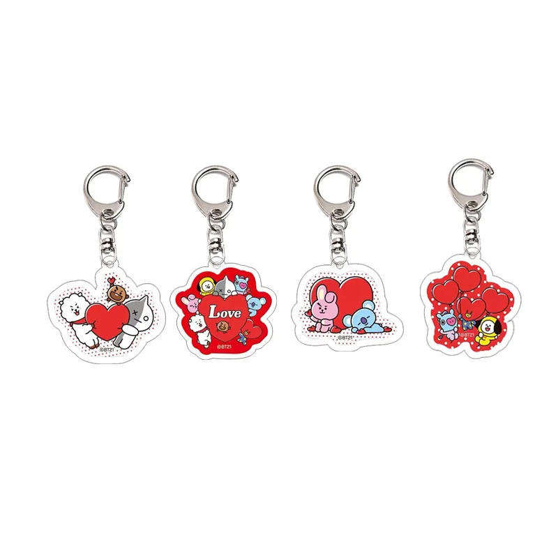 

New BT21 Kawaii Cartoon series Transparent Acrylic Anime Peripheral Keychains Accessories Ornaments Student Gifts Girl Hearts