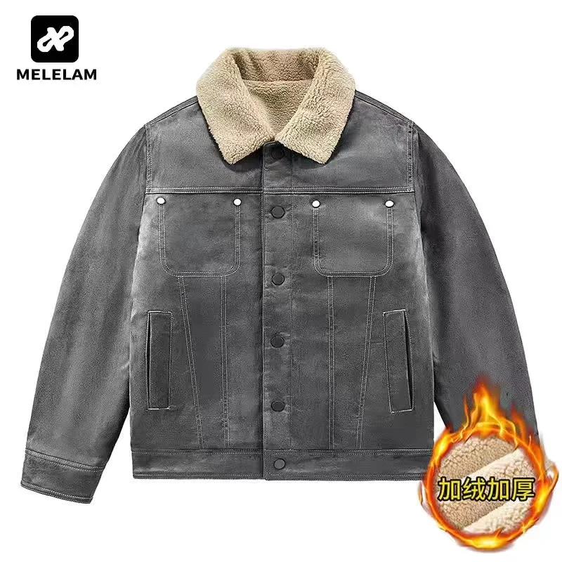 New High Quality Men'S Winter Jacket Men'S Jacket Coat Lamb Wool Thickened Warm Short Work Clothes Cotton Jacket Suede Jacket