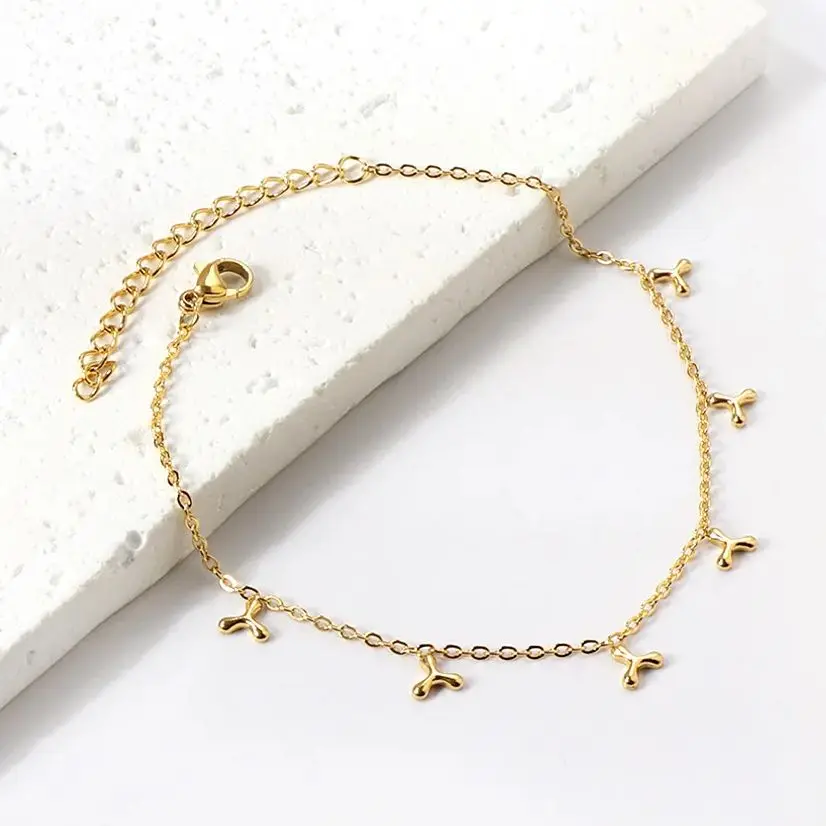 Браслеты на ногу женские из нержавеющей стали анклеты с подвесками в форме